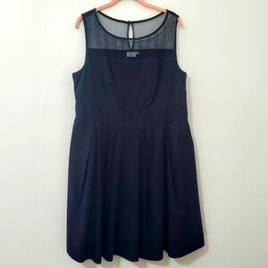 Eshakti London Black Fit And Flare Mesh Detail Sleeveless Dress 18W